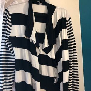 Bebe black and white striped cardigan